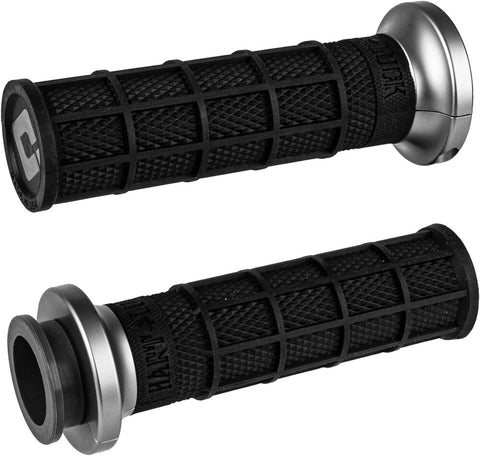 ODI LOCK ON WAFFLE STYLE GRIPS BLK/GRAPHITE FOR CABLE THRTTLE