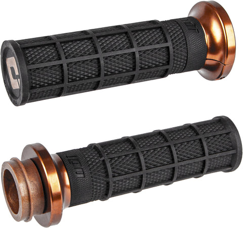 ODI LOCK ON WAFFLE STYLE GRIPS BLK/BRONZE FOR CABLE THROTTLE